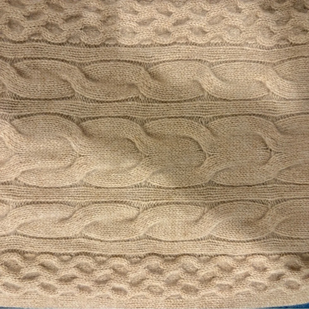 Talbots CABLE KNIT CASHMERE SCARF camel beige
